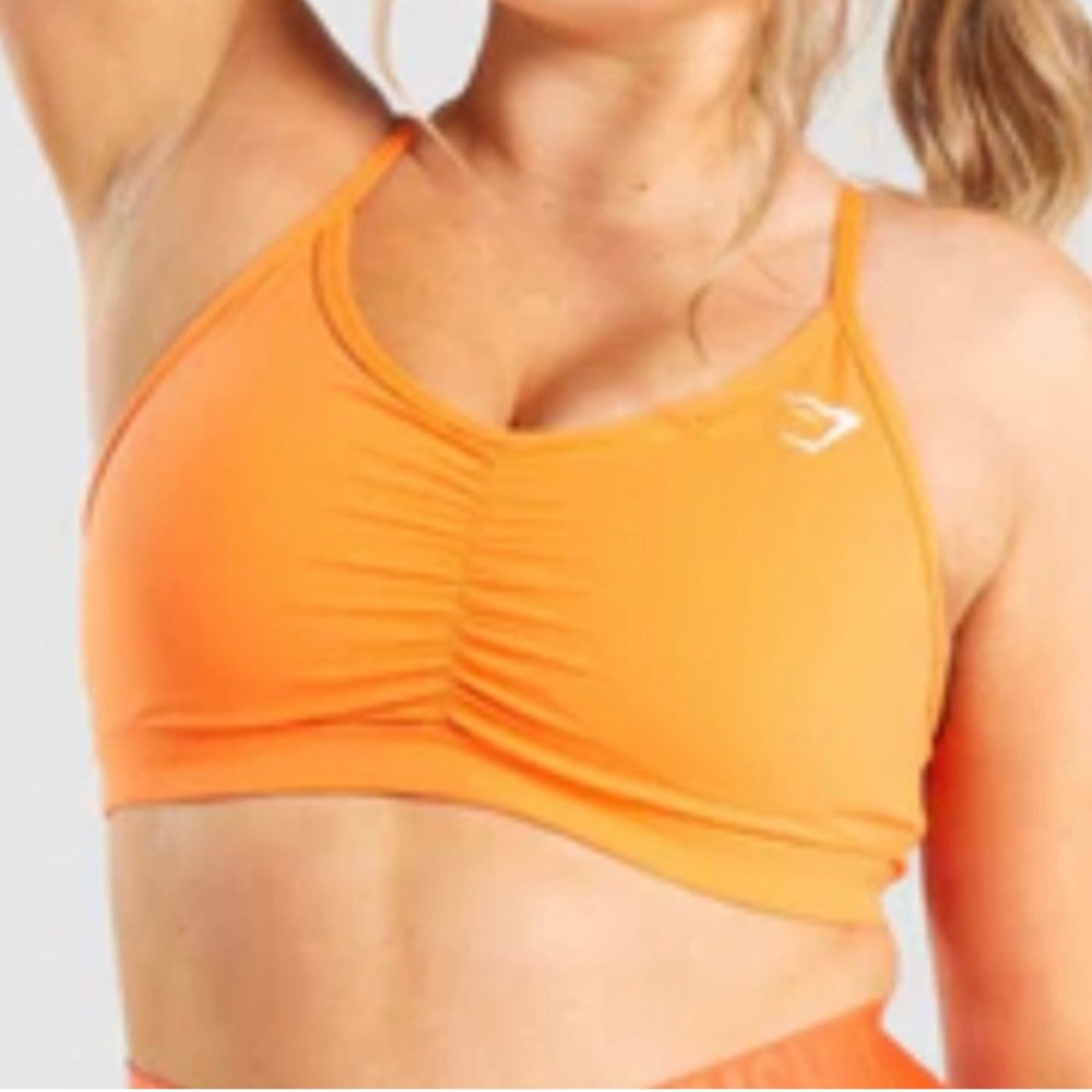 Gymshark ruched sports bra- orange (discontinued color)